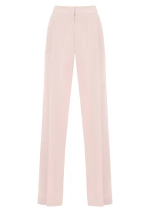 Wide-Legged Front Pleat Crepe Trousers