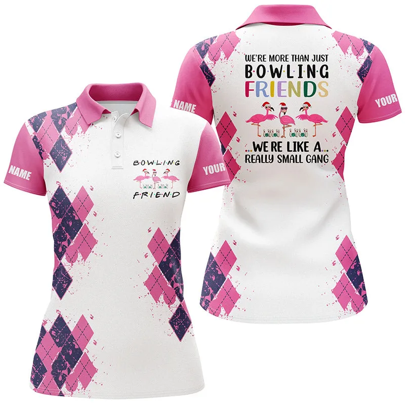 Womens Bowling Shirts We'Re More Than Just Bowling Friends Flamingo, Womens Sleeveless Polo Shirt