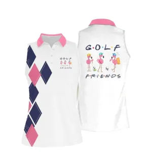 Womens Golf Friends Sleeveless Polo Shirt, Women's Sleeveless Polo Shirts Quick Dry Golf Shirt